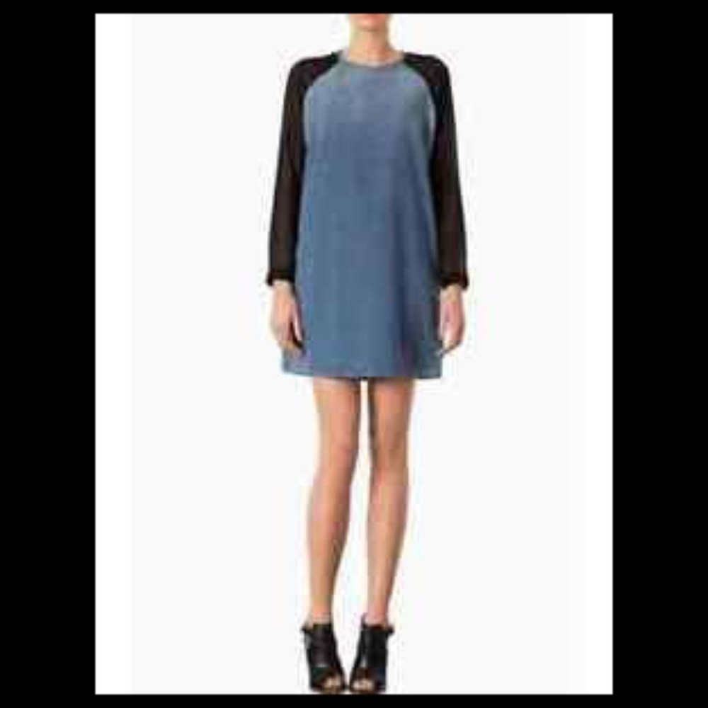 SOLD Topshop Moto Chiffon Sleeve Denim Dress